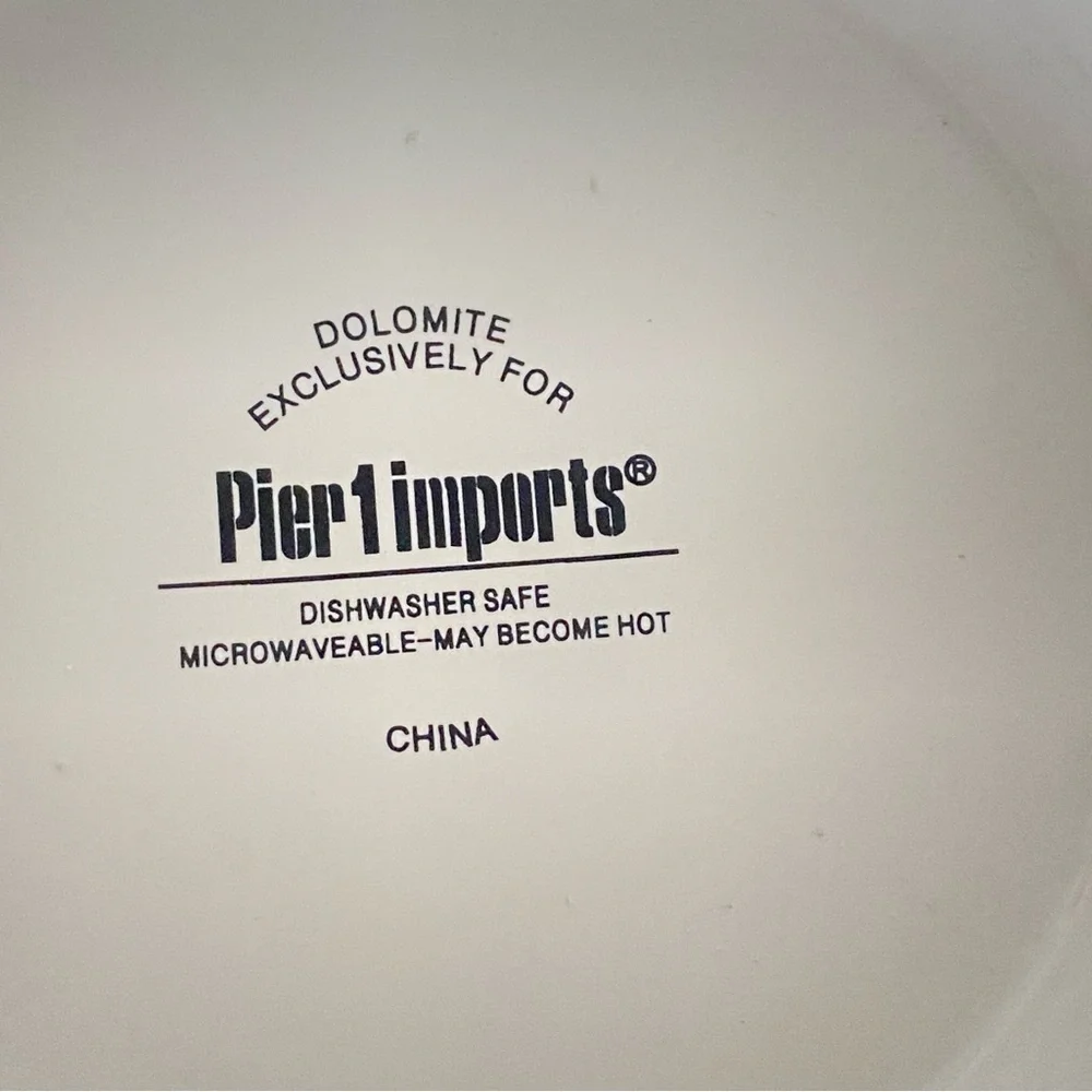 Vintage Pier 1 Imports White Ruffled Pedestal Bowl